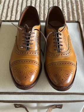 Allen Edmonds Strand Walnut Leather Cap Toe Dress Shoes Oxford US Size 8.5 D NIB
